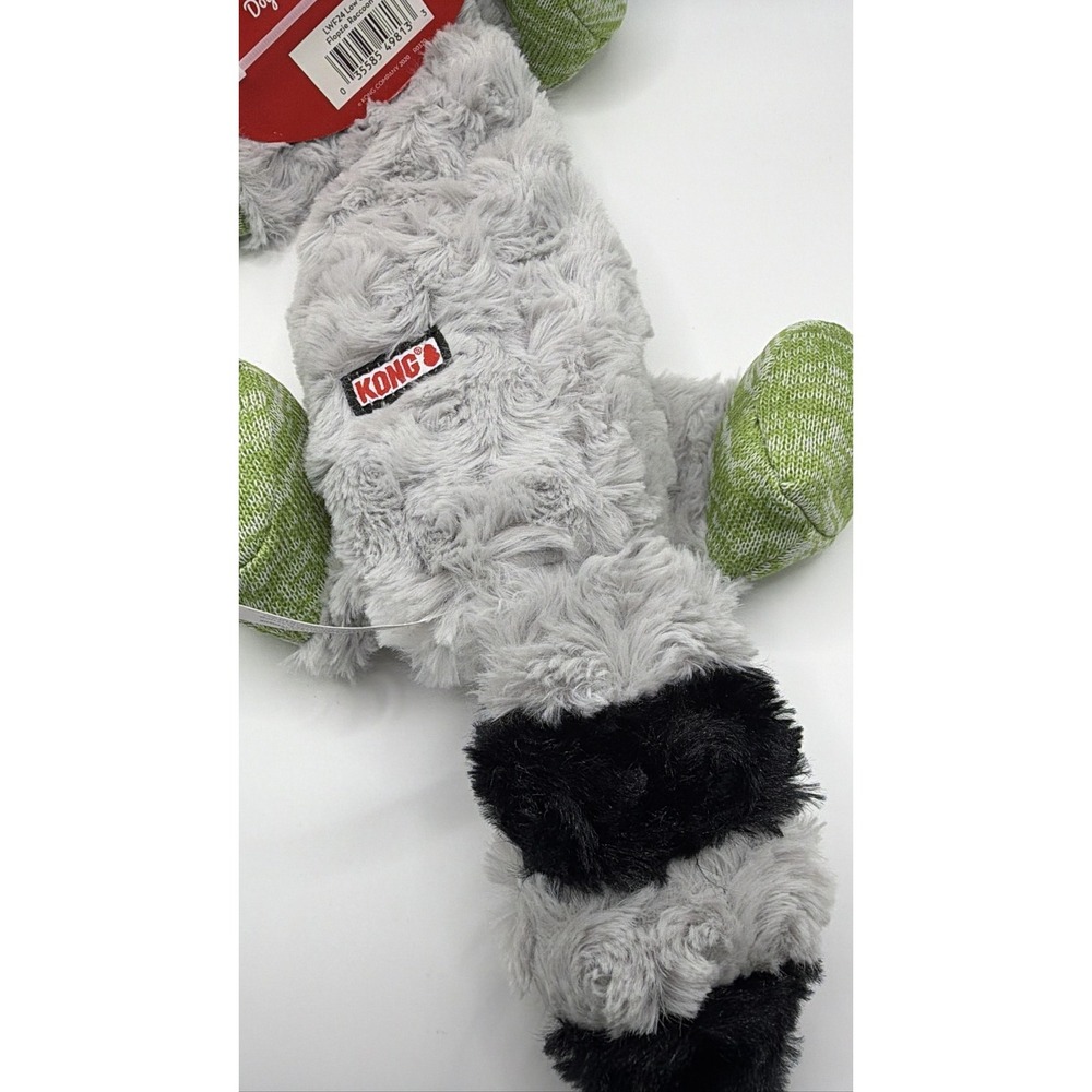 KONG Flopzie Low‎ Stuff Raccoon Dog Toy Squeaky Weighted Medium LWF24 - Picture 7 of 16